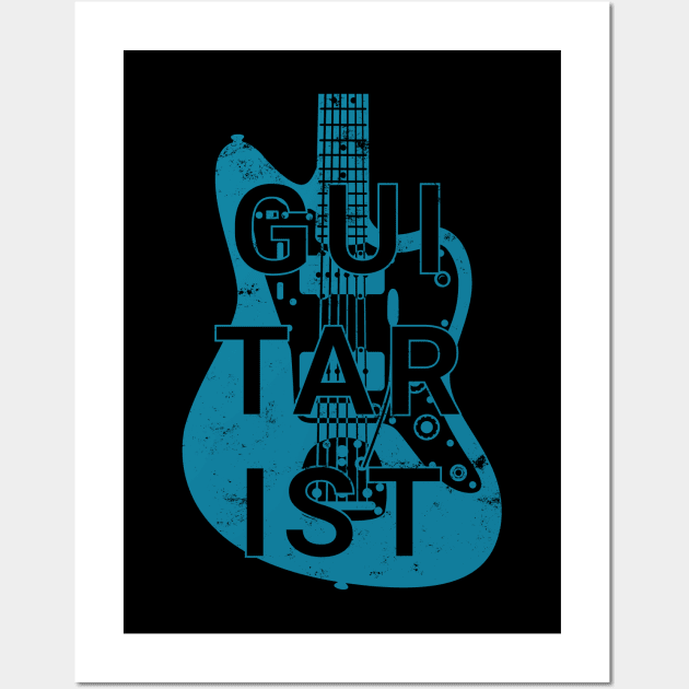 Guitarist Electric Guitar Body Teal Color Wall Art by nightsworthy